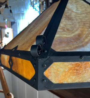 Antique Circa 1910 Six Sided Arts and Crafts Slag Glass Ceiling Light
