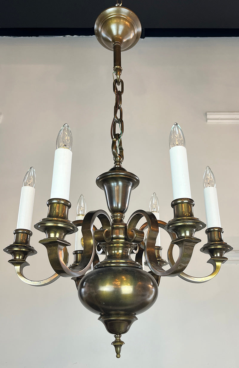 Antique Circa 1910 Six Light Colonial Revival Chandelier Attributed to ...