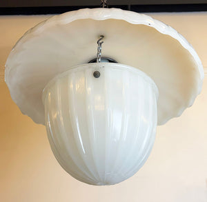 Antique Circa 1910 Milk Glass Brascolite Pendant with 18" reflector