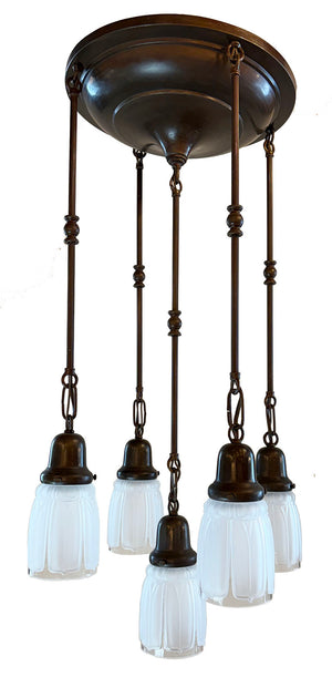 Antique Circa 1910 Five Light Cascade Fixture
