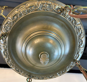 Antique Circa 1910 Embossed Cascade with Original Antique Acid Etched Iridescent Shades