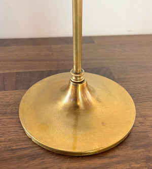 Anitque Circa 1910 Adjustable Brass Industrial Work Light with Original Milk Glass Ruffle Shade