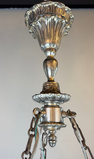 Antique Circa 1905 Etched Garland and Acanthus Edwardian Dome with Original Silver Plate Holder