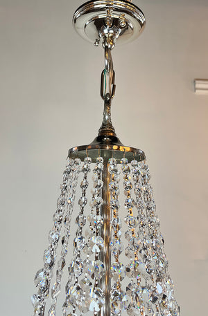 Stunning Antique Circa 1910 Empire Wedding Cake Chandelier With Original Nickel Plate Finish