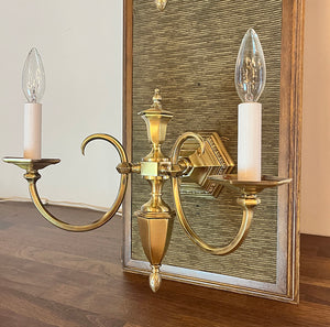 $1200 PAIR - Antique Circa 1900 Edwardian Double Light Early Electric Sconces with Egg and Dart Motif