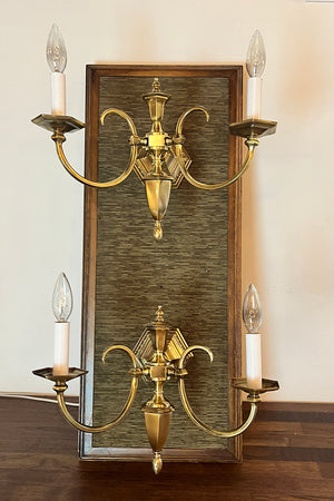 $1200 PAIR - Antique Circa 1900 Edwardian Double Light Early Electric Sconces with Egg and Dart Motif