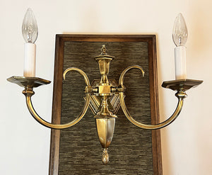 $1200 PAIR - Antique Circa 1900 Edwardian Double Light Early Electric Sconces with Egg and Dart Motif