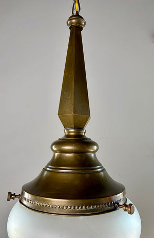 Antique Circa 1920 Czech Cut Glass Teardrop Pendant with Original Brass Holder