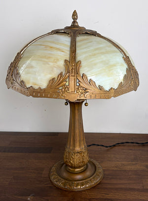 Antique Circa 1910 Panel Glass Table Lamp Attributed to Miller
