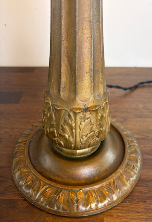 Antique Circa 1910 Panel Glass Table Lamp Attributed to Miller