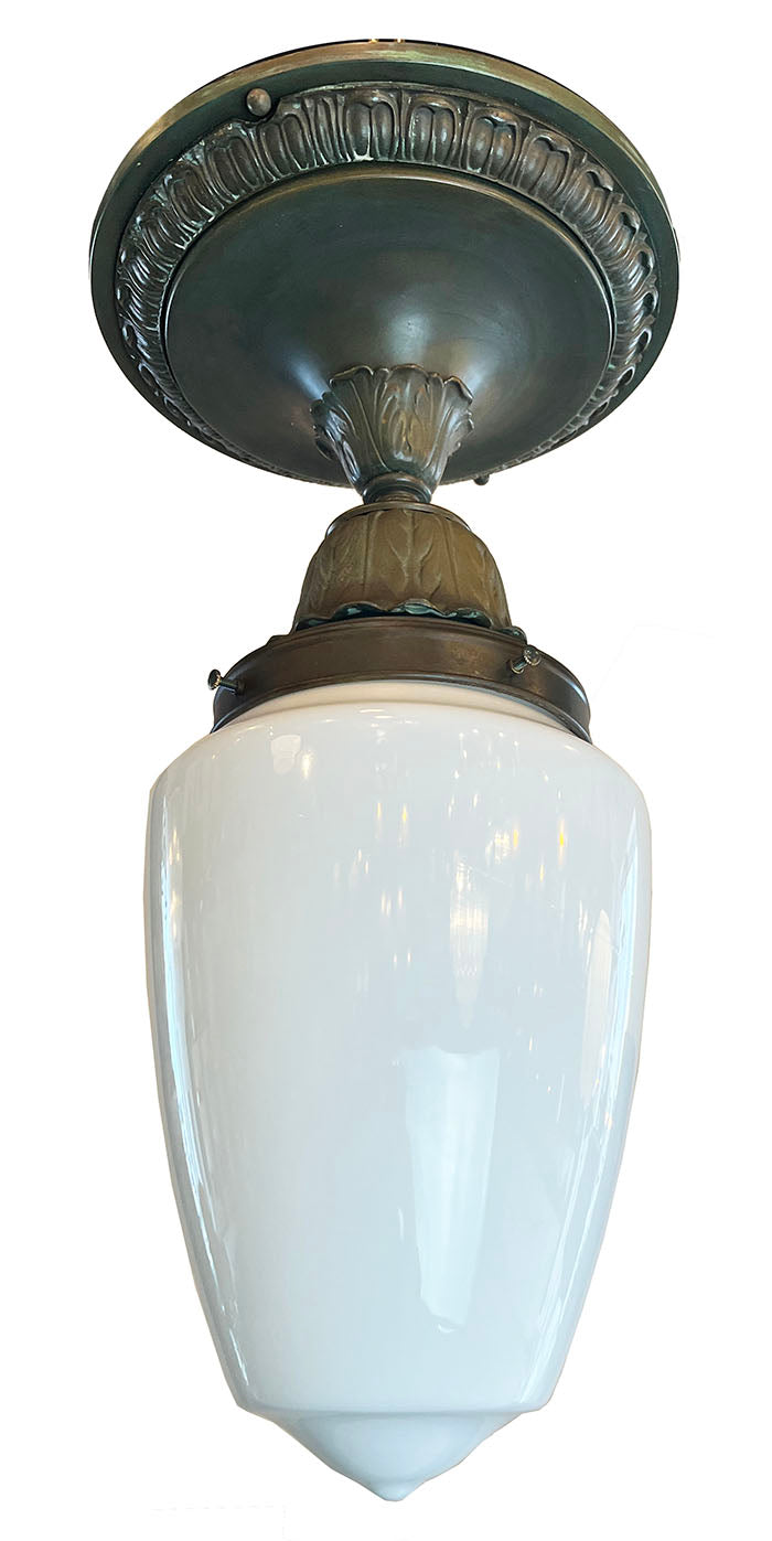 Antique Circa 1905 Cast Bronze Beaux Arts/ Edwardian Exterior Flush Mount