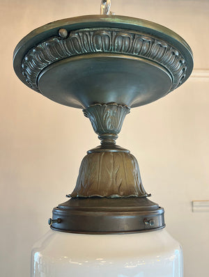 Antique Circa 1905 Cast Bronze Beaux Arts/ Edwardian Exterior Flush Mount