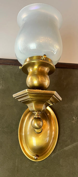 Antique 1910 Edwardian Single Light Wall Sconce with Calcite Shade Attributed to Steuben