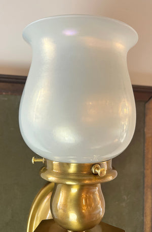 Antique 1910 Edwardian Single Light Wall Sconce with Calcite Shade Attributed to Steuben