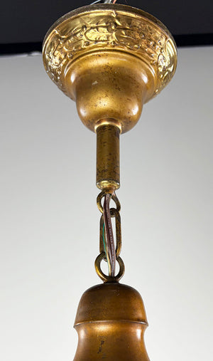 Antique Circa 1910 Transitional Arts and Crafts Edwardian Lantern with Curved Slag Panels and Original Finish