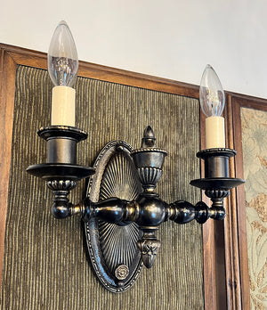 $1100 PAIR - Stunning Pair of early 1900s Edwardian Double Light Wall Socnces