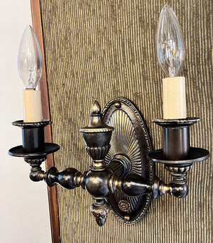 $1100 PAIR - Stunning Pair of early 1900s Edwardian Double Light Wall Socnces