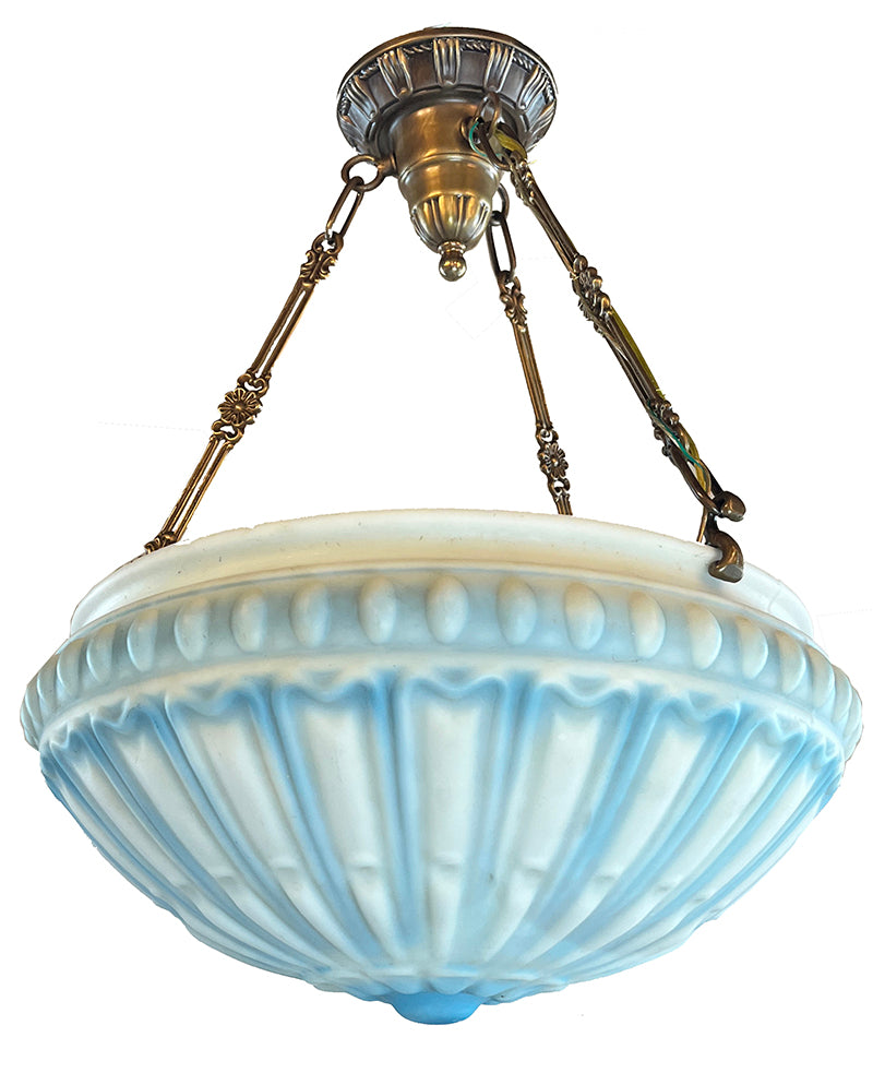 Antique Circa 1910-20 Edwardian Dome with Cast Chain Holders and Embossed Canopy