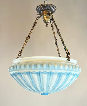 Antique Circa 1910-20 Edwardian Dome with Cast Chain Holders and Embossed Canopy