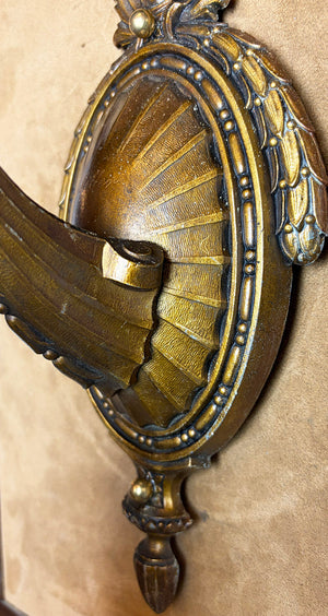 Antique Circa 1910 Signed Miller Edwardian Wall Sconce with Antique Gold Aurene Shade Attributed to Steuben