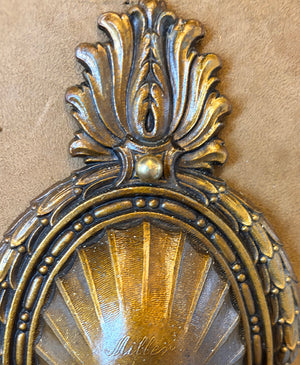 Antique Circa 1910 Signed Miller Edwardian Wall Sconce with Antique Gold Aurene Shade Attributed to Steuben