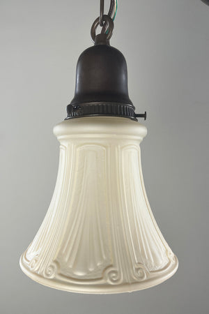 Antique Circa 1920 Two Light Edwardian Pan with Ringed Center Body and Cast Arms