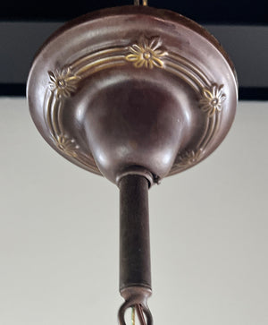 Antique Circa 1920 Four Light Pan with Cast Scroll and Floral Arms and Embossed Floral Border