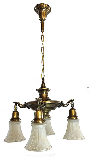 Antique Circa 1920 Edwardian Four Light Pan with Cast Acanthus Arms