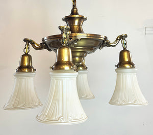 Antique Circa 1920 Edwardian Four Light Pan with Cast Acanthus Arms