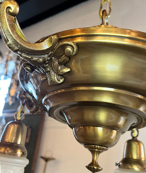 Antique Circa 1920 Edwardian Four Light Pan with Cast Acanthus Arms