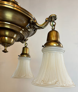 Antique Circa 1920 Edwardian Four Light Pan with Cast Acanthus Arms