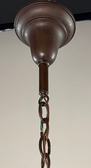 Antique Circa 1920 Four Light Edwardian Pan Light with Antique Etched Iridescent Shades
