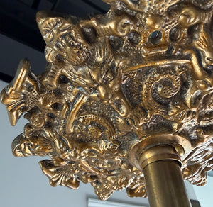 Grand 30" dia Rococo Revival French Antique Circa 1910 Twelve Light Cast Brass and Crystal Chandelier