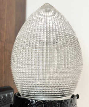 Antique Circa 1920 Cast Iron Exterior Light with Holophane Bullet Shade