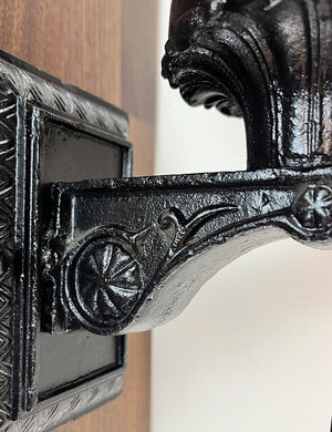 Antique Circa 1920 Cast Iron Exterior Light with Holophane Bullet Shade