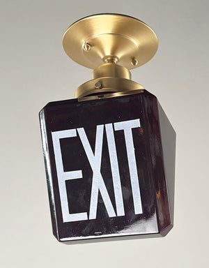 3 AVAILABLE - Vintage 1930s Deep Ruby Red Glass Exit Light Flush Mount