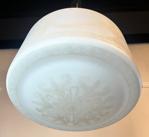 Antique Circa 1910 Edwardian Pendant with Etched Urn and Garland Shade