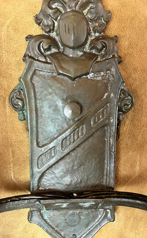 $600 PAIR - Antique Circa 1920 Cast Tudor Revival Double Light Wall Sconces