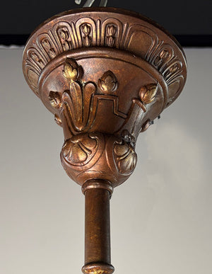 Antique 1920s Cast Neo Classical Wedding Cake Chandelier with Bronzed Finish