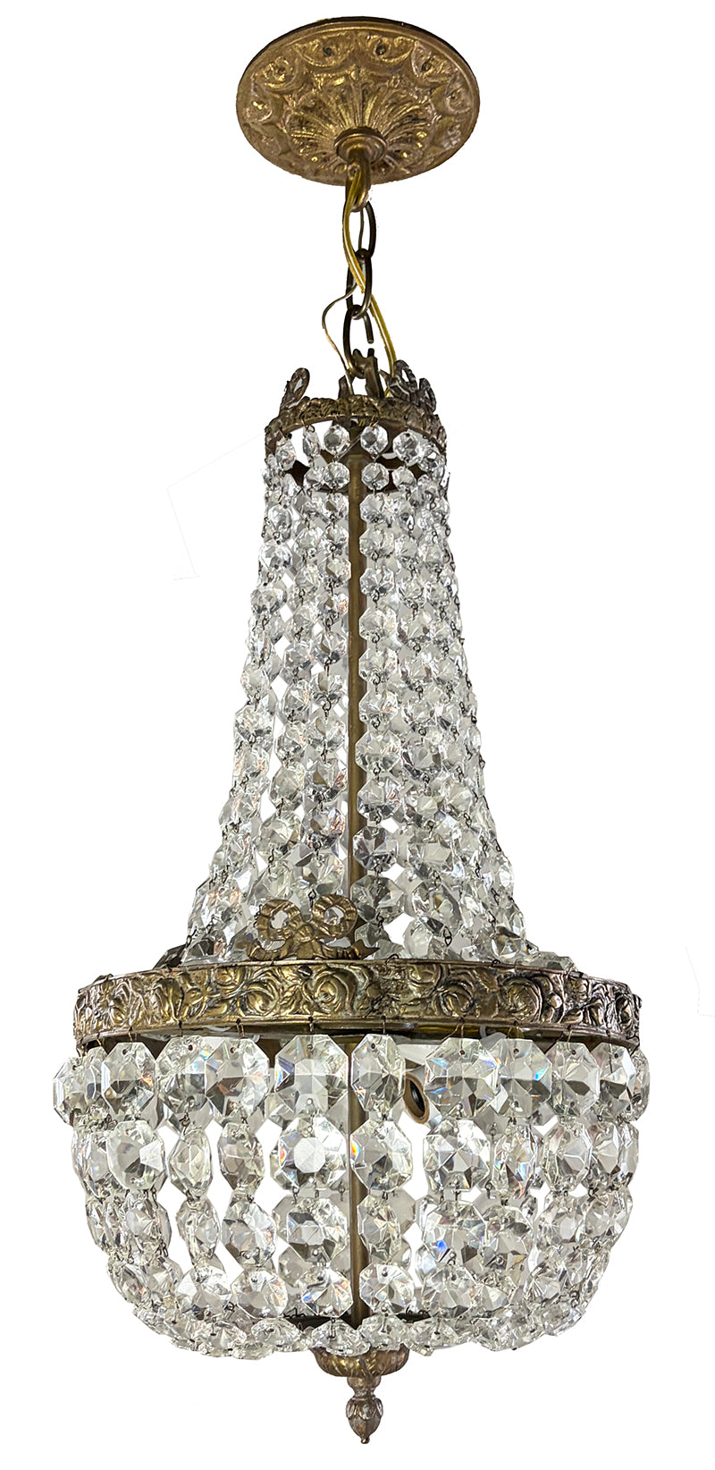 Antique 1930s French Empire Basket Chandelier