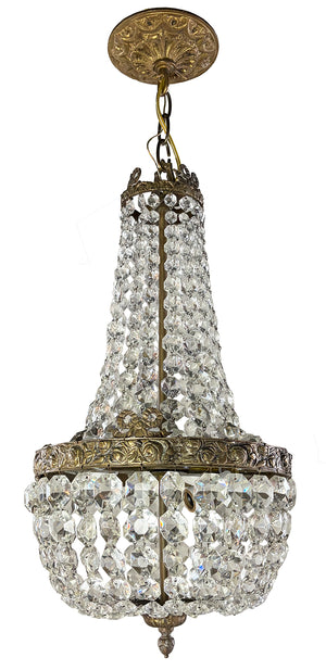 Antique 1930s French Empire Basket Chandelier