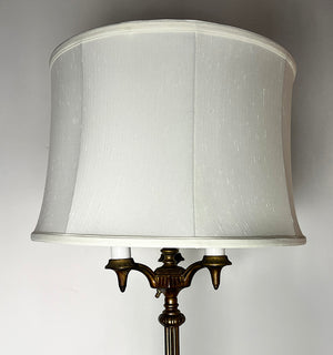 Antique Circa 1930s Sofa Lamp with Bronzed Finish and Silk Shade