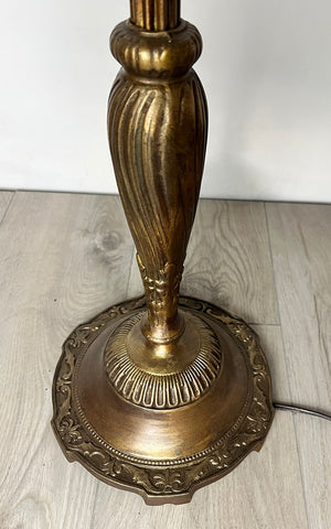 Antique Circa 1930s Sofa Lamp with Bronzed Finish and Silk Shade
