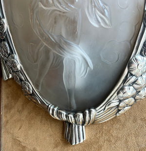 $3200 PAIR - Exquisite Pair of Antique Circa 1925-30 French Art Deco Muller Freres Slip Shade Wall Sconces