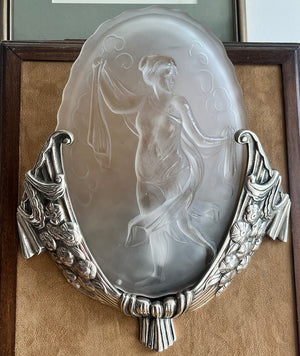 $3200 PAIR - Exquisite Pair of Antique Circa 1925-30 French Art Deco Muller Freres Slip Shade Wall Sconces
