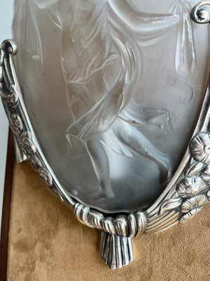 $3200 PAIR - Exquisite Pair of Antique Circa 1925-30 French Art Deco Muller Freres Slip Shade Wall Sconces