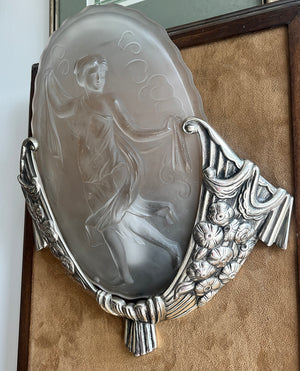 $3200 PAIR - Exquisite Pair of Antique Circa 1925-30 French Art Deco Muller Freres Slip Shade Wall Sconces