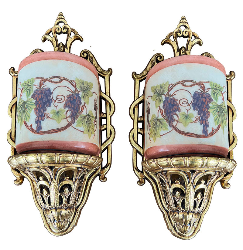 $850 PAIR - Circa 1925-30 Art Deco Signed Lightoleir Sunset Series Wall Sconces