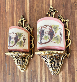 $850 PAIR - Circa 1925-30 Art Deco Signed Lightoleir Sunset Series Wall Sconces