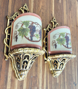 $850 PAIR - Circa 1925-30 Art Deco Signed Lightoleir Sunset Series Wall Sconces